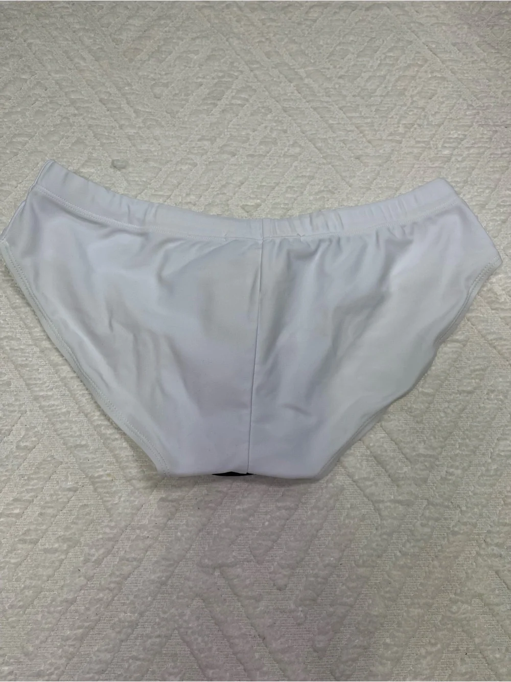 UXH Men's Colorblock Swim Briefs in White and Blue